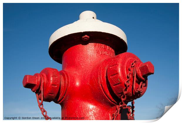 Bright red fire hydrant - Toledo, USA Print by Gordon Dixon