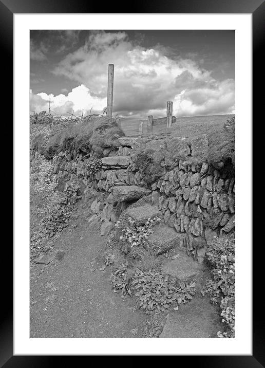 A stile over a dry stone wall Framed Mounted Print by Michael Hopes