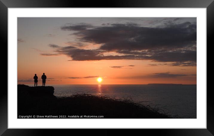 Lundy Island Sunset Framed Mounted Print by Steve Matthews