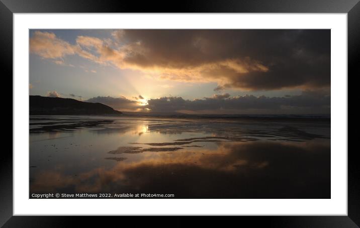 Westward Ho! beach sunset Framed Mounted Print by Steve Matthews