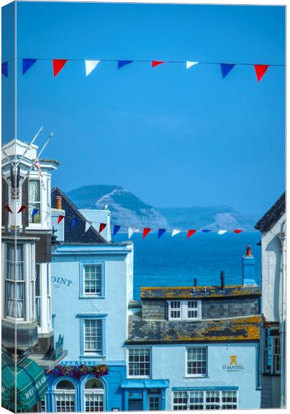 Lyme Regis Sea and Bunting Canvas Print by Alison Chambers