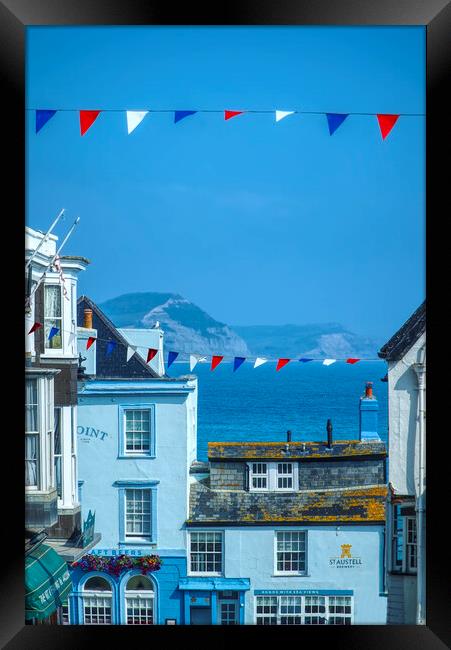 Lyme Regis Sea and Bunting Framed Print by Alison Chambers