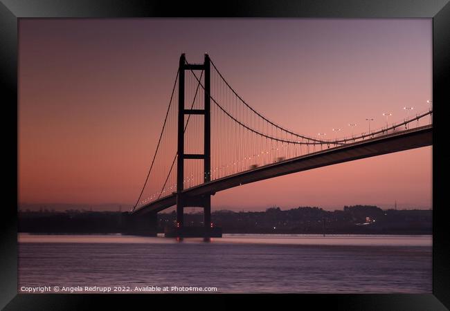 The Humber bridge at dawn  Framed Print by Angela Redrupp