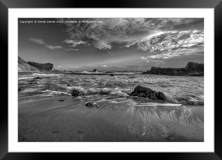 Man O'War Bay, Dorset  (mono) Framed Mounted Print by Derek Daniel