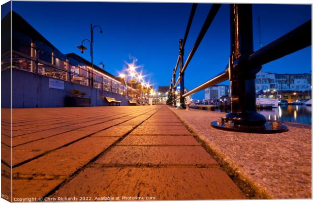 Sovereign Harbour, Eastbourne at Night Canvas Print by Chris Richards