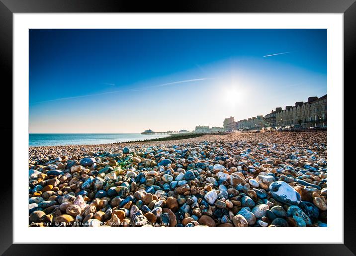 Low February Sun on Eastbourne Beach Framed Mounted Print by Chris Richards