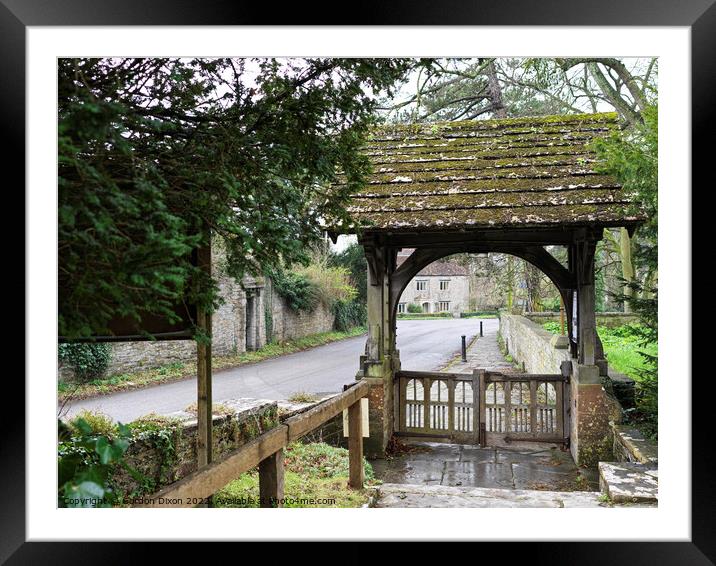 Lych gate at a church entrance - Somerset Framed Mounted Print by Gordon Dixon