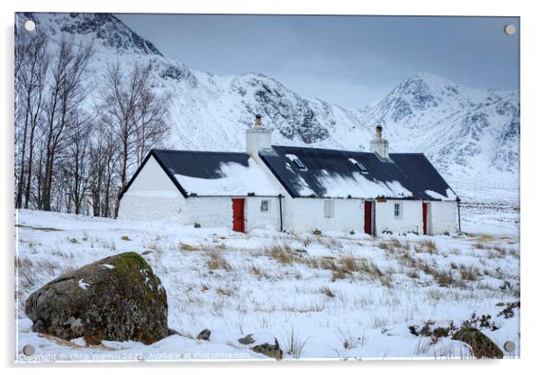 Black rock cottage Glencoe  Scotland in winter Acrylic by Chris Warren