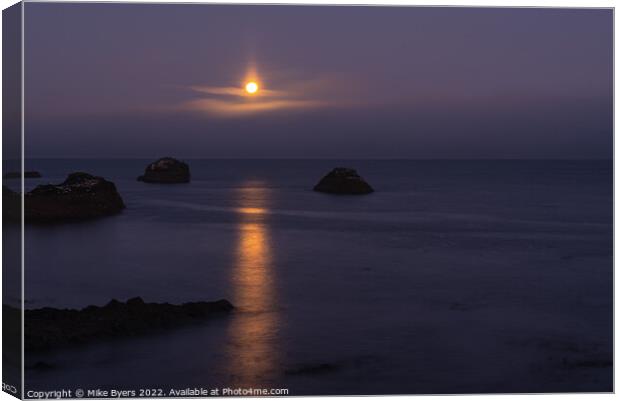 Serene Moonset Over the North Sea Canvas Print by Mike Byers