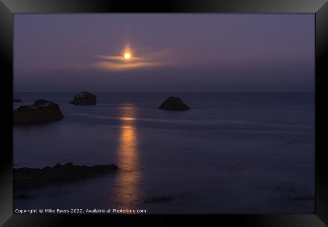 Serene Moonset Over the North Sea Framed Print by Mike Byers