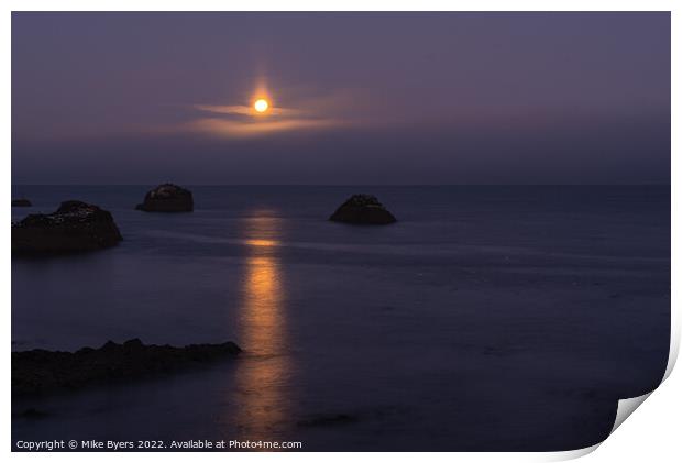 Serene Moonset Over the North Sea Print by Mike Byers