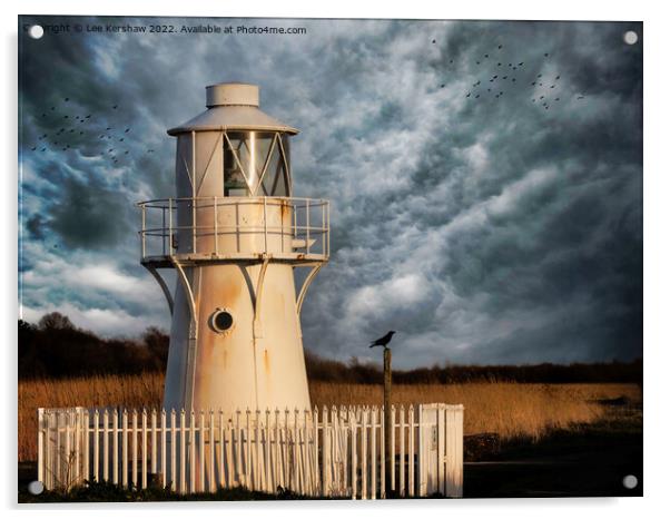 East Usk Lighthouse at Goldcliff, Newport Seawall Acrylic by Lee Kershaw