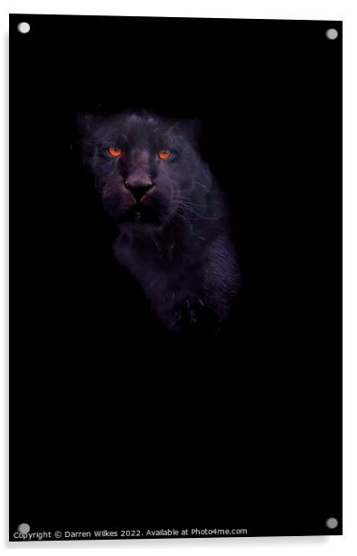 Jaguar In The Shadows  Acrylic by Darren Wilkes