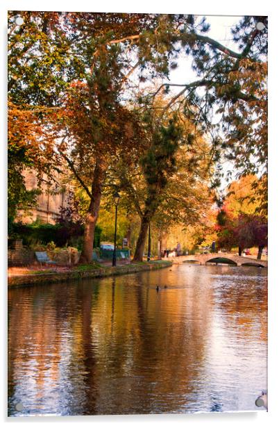 Bourton on the Water Autumn Trees Cotswolds Acrylic by Andy Evans Photos