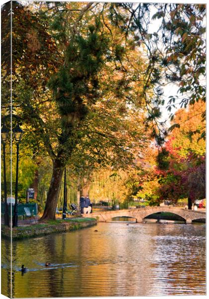 Bourton on the Water Autumn Trees Cotswolds Canvas Print by Andy Evans Photos