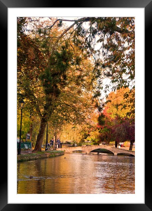 Golden Autumnal Colors in Bourton-on-the-Water Framed Mounted Print by Andy Evans Photos
