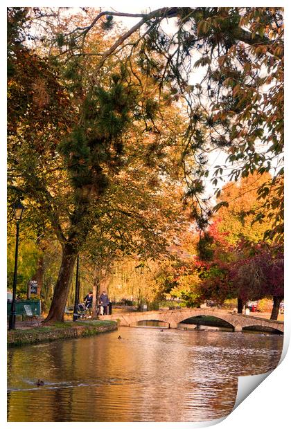 Golden Autumnal Colors in Bourton-on-the-Water Print by Andy Evans Photos