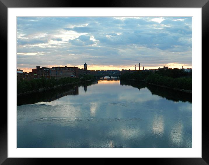 sunset over the river Framed Mounted Print by anthony pallazola