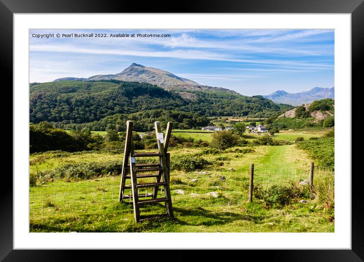 Path and View to Moel Siabod mountain in Snowdonia Framed Mounted Print by Pearl Bucknall
