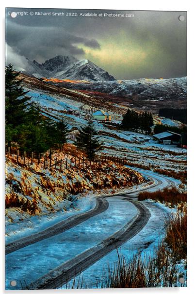 The road down into Glenmore in the afternoon sunlight Acrylic by Richard Smith