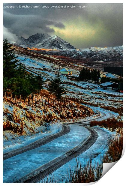 The road down into Glenmore in the afternoon sunlight Print by Richard Smith