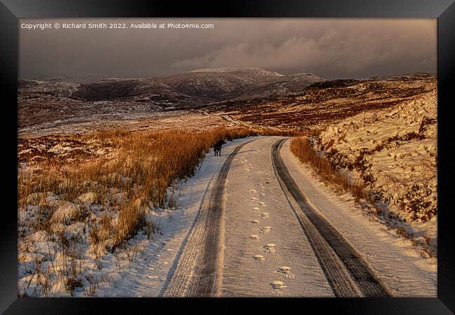 A view northwards back along the Glenmore road in winter. Framed Print by Richard Smith