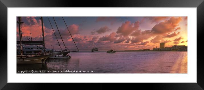 Rhodes harbor at sunset Framed Mounted Print by Stuart Chard