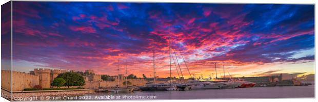 Rhodes Harbour at Sunset Canvas Print by Travel and Pixels 
