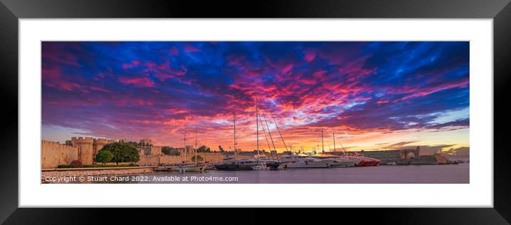 Rhodes Harbour at Sunset Framed Mounted Print by Travel and Pixels 