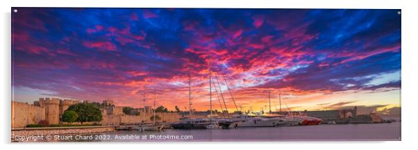 Rhodes Harbour at Sunset Acrylic by Travel and Pixels 