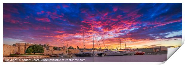 Rhodes Harbour at Sunset Print by Travel and Pixels 