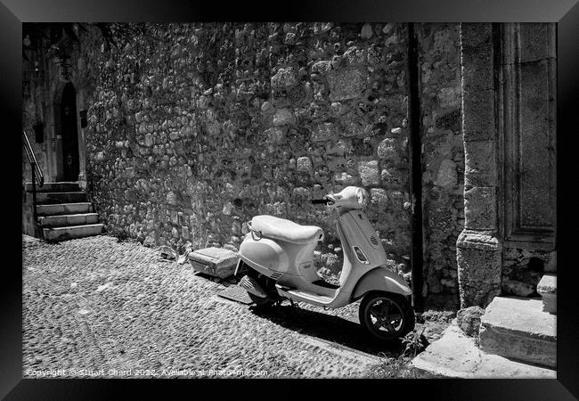 Scooter in Rhodes Old Town Framed Print by Stuart Chard