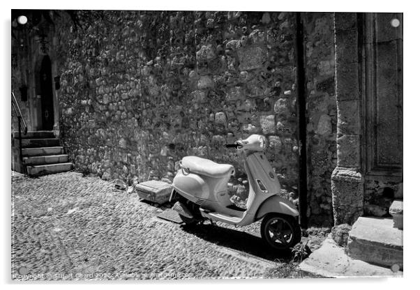 Scooter in Rhodes Old Town Acrylic by Travel and Pixels 
