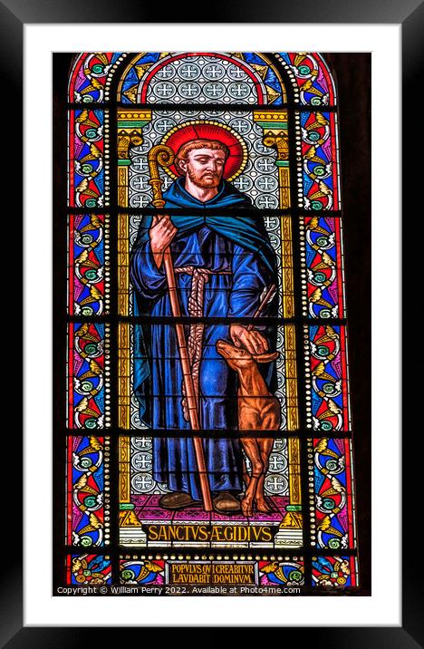 Saint Giles Stained Glass Nimes Cathedral Gard France Framed Mounted Print by William Perry
