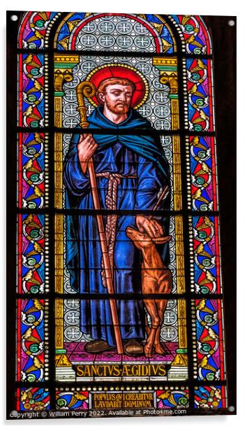 Saint Giles Stained Glass Nimes Cathedral Gard France Acrylic by William Perry