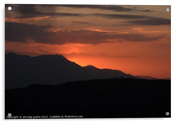 Mountain sunrise Acrylic by anurag gupta