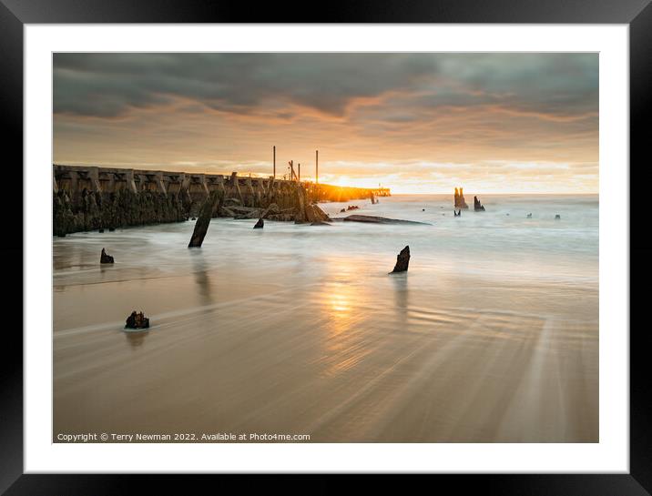 Serene Sunrise on the Walberswick Coast Framed Mounted Print by Terry Newman