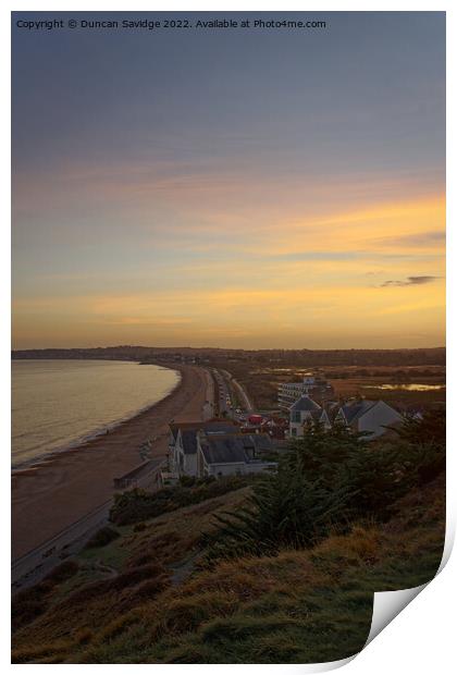 Weymouth beach sunset Print by Duncan Savidge