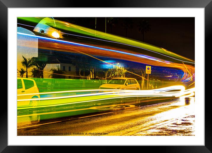 Night bus Framed Mounted Print by Angel Perdomo