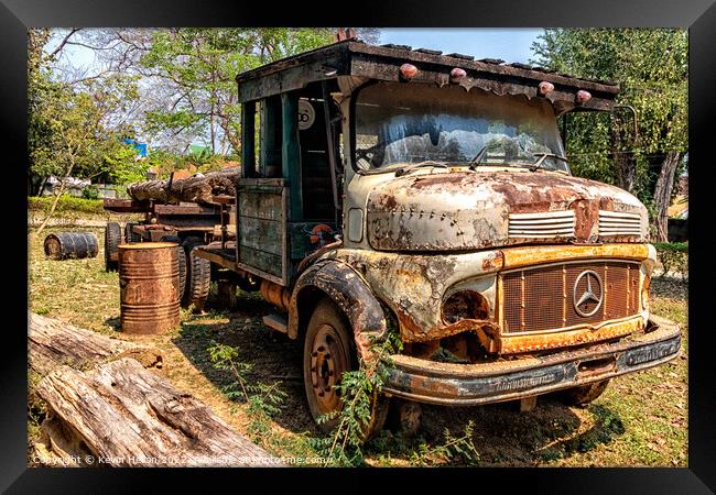 Old Mercedes logging truck, Lampang, Thailand Framed Print by Kevin Hellon