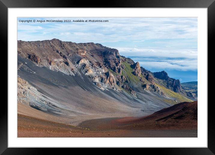 Volcanic landscape, Haleakala crater, Maui, Hawaii Framed Mounted Print by Angus McComiskey