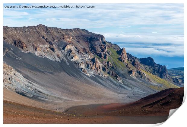 Volcanic landscape, Haleakala crater, Maui, Hawaii Print by Angus McComiskey