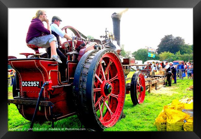 Steam tractor driven Sawmill Framed Print by john hill