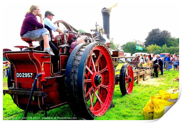 Steam tractor driven Sawmill Print by john hill