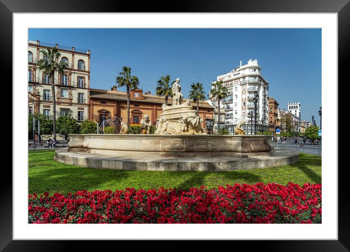 Híspalis Fountain Seville Framed Mounted Print by peter schickert