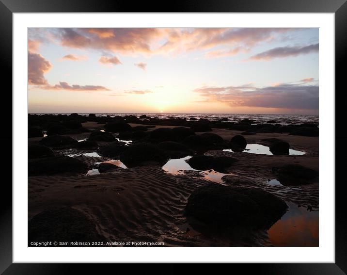 Sunset reflected in rock pools, Hunstanton Framed Mounted Print by Sam Robinson
