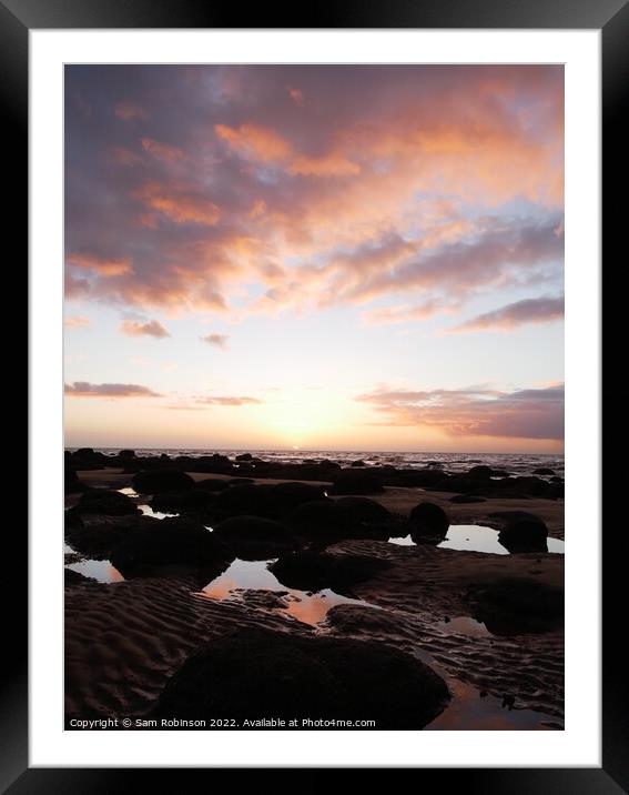 Sunset Reflected in rock pools Portrait Framed Mounted Print by Sam Robinson