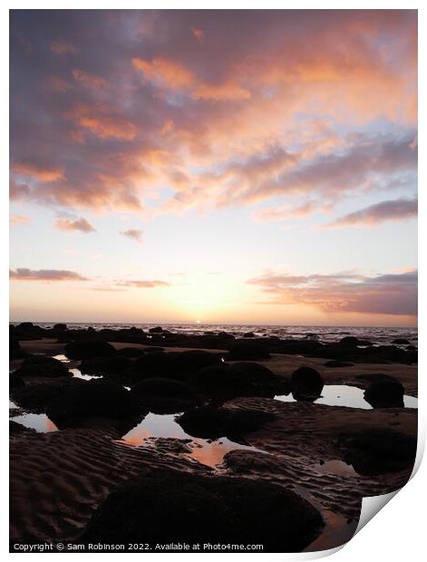 Sunset Reflected in rock pools Portrait Print by Sam Robinson