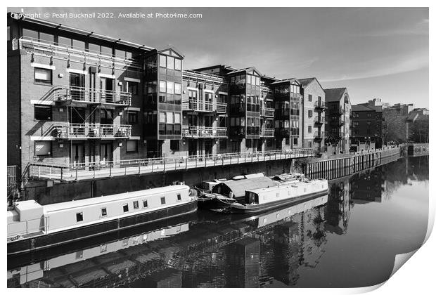 River Aire Leeds Yorkshire Black and White Print by Pearl Bucknall