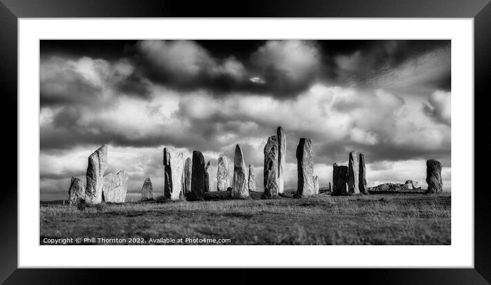 The Callanish Standing Stones Isle of Lewis B&W Framed Mounted Print by Phill Thornton